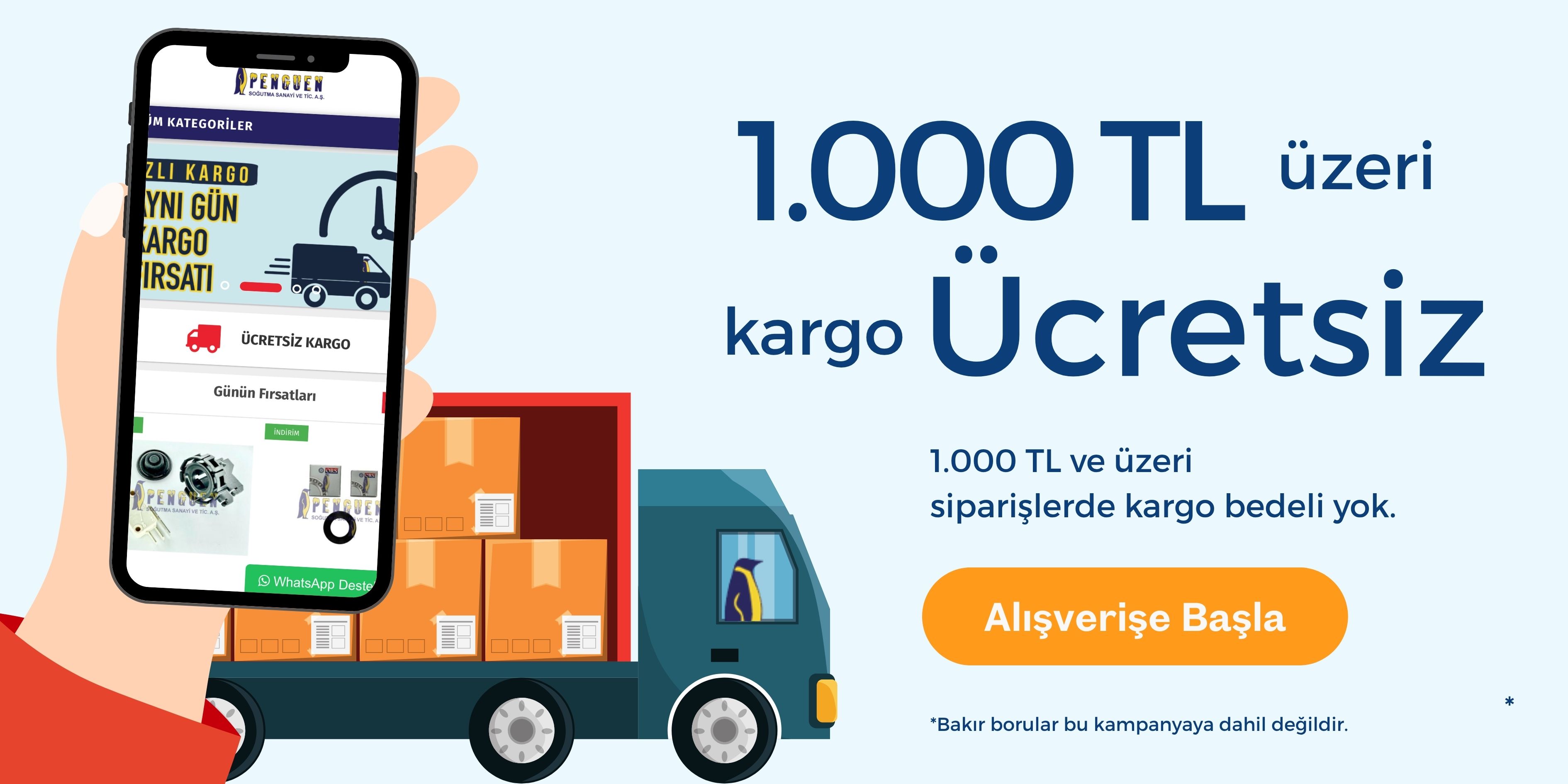 Penguen Soğutma Beyaz Eşya Yedek Parça 1000 TL ve  Üzeri Ücretsiz Kargo Kampanyası