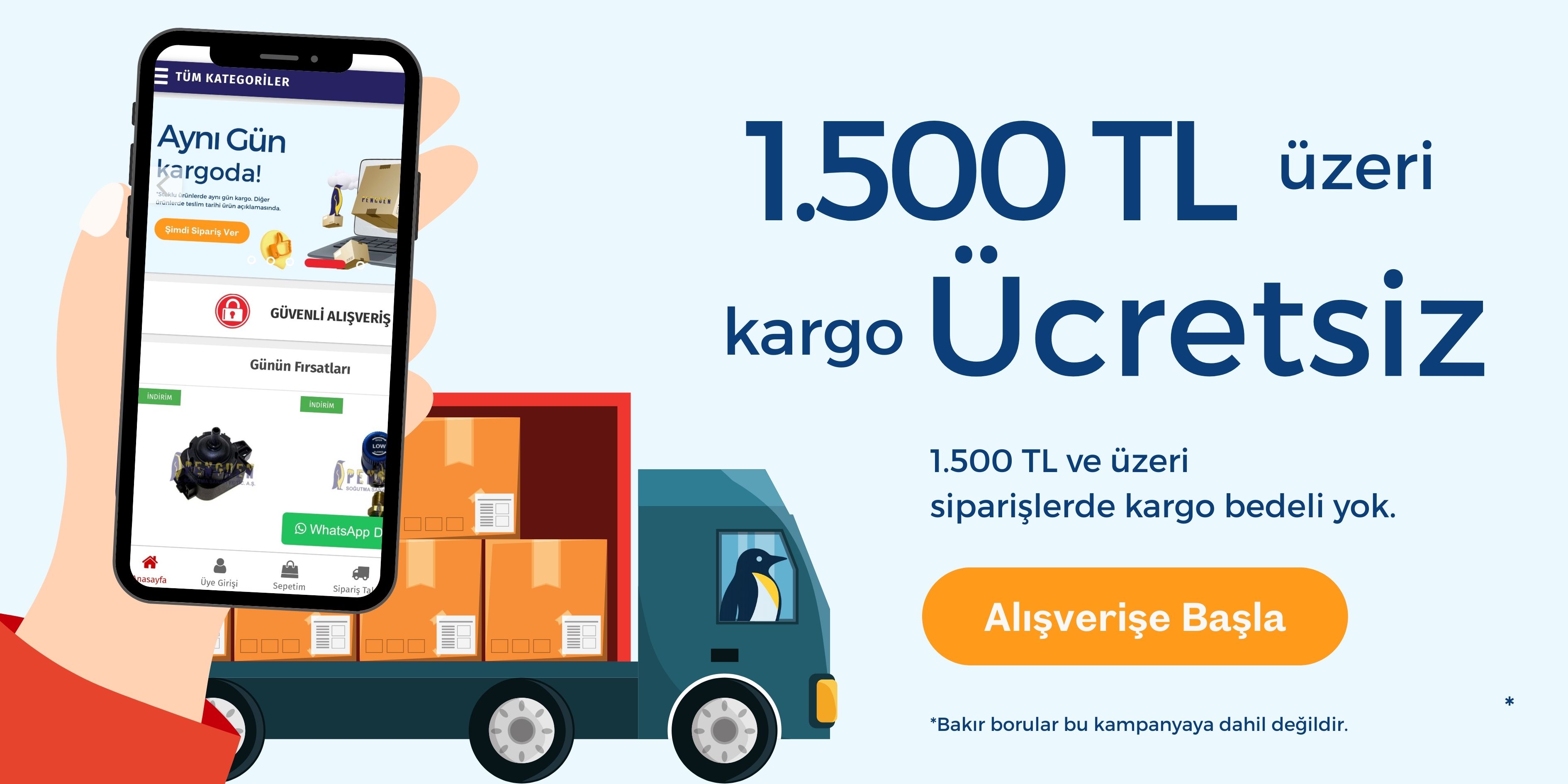 Penguen Soğutma Beyaz Eşya Yedek Parça 1000 TL ve  Üzeri Ücretsiz Kargo Kampanyası